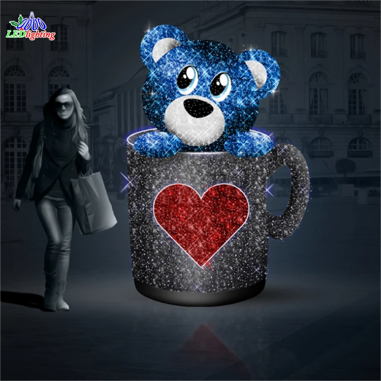 New Design Outdoor Giant 3D Christmas Decoration LED Modeling lights Glitter Bear Motif Led Light Teddy Bear
