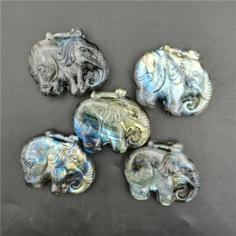 Природный драгоценный камень резной в виде животного кварц лабрадорит слон используемый для дукторов и