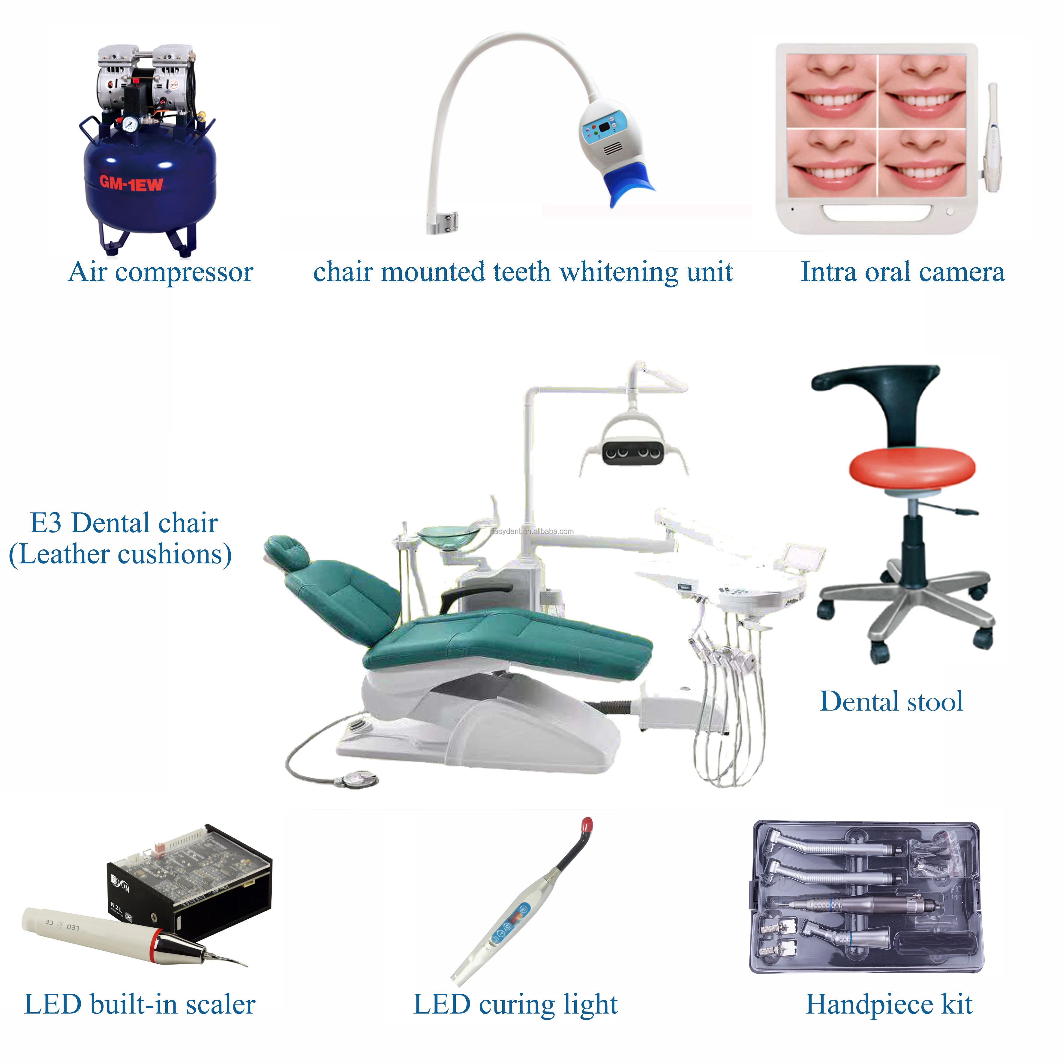 Полный комплект стоматологическое кресло экономного типа с стоматологическим табуретом скалер отверждающий светильник воздушный компрессор монитор камеры