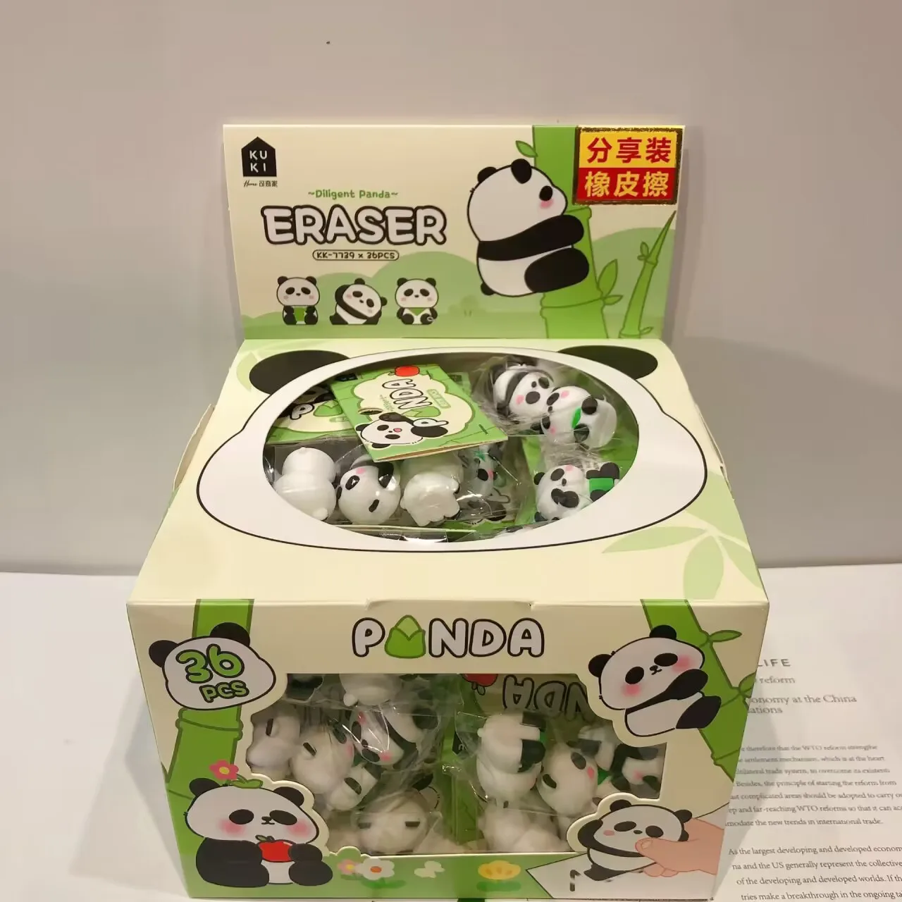Yubon Panda 3D Erasers Creative Cartoon Pencil Eraser for Kids Kawaii Stationery Holiday Gift Student Prizes School