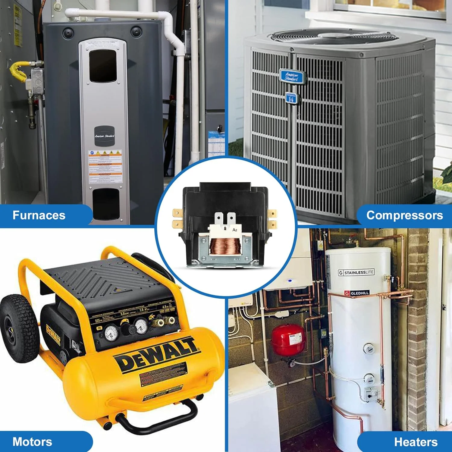 2 Pole AC Contactor, Generic Heavy Duty 40Amp 24V Coil Air Conditioner Contactor Condenser Compressor Contactor