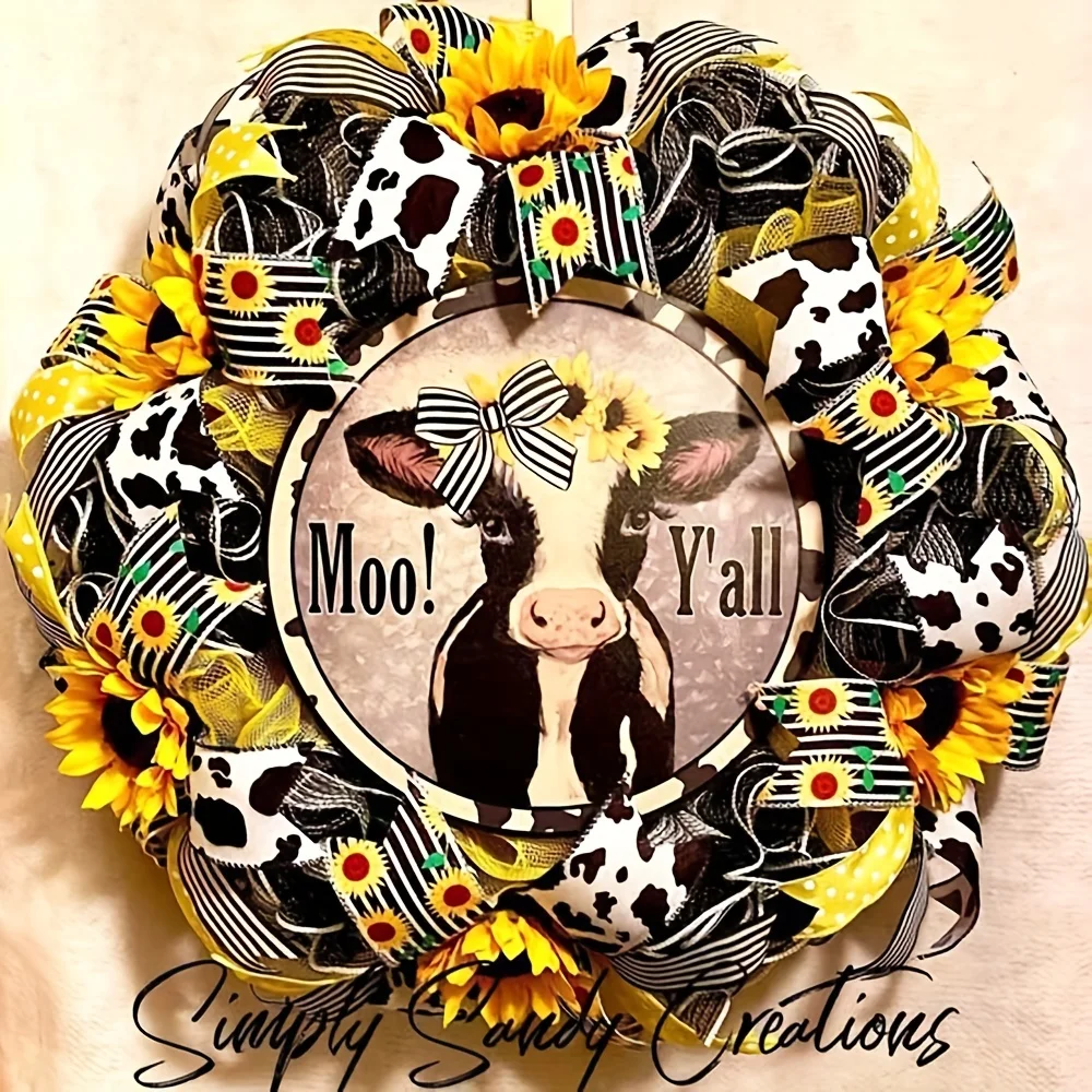 5 rolls 2.5-inch classic sunflower ribbon Idyllic style wired fabric, seasons Universal of versatile holiday streamer