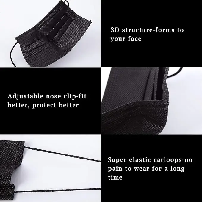 50 PCS Blue Disposable 3 Ply Filter Protection Face Mask Customized Breathable Comfortable Nose