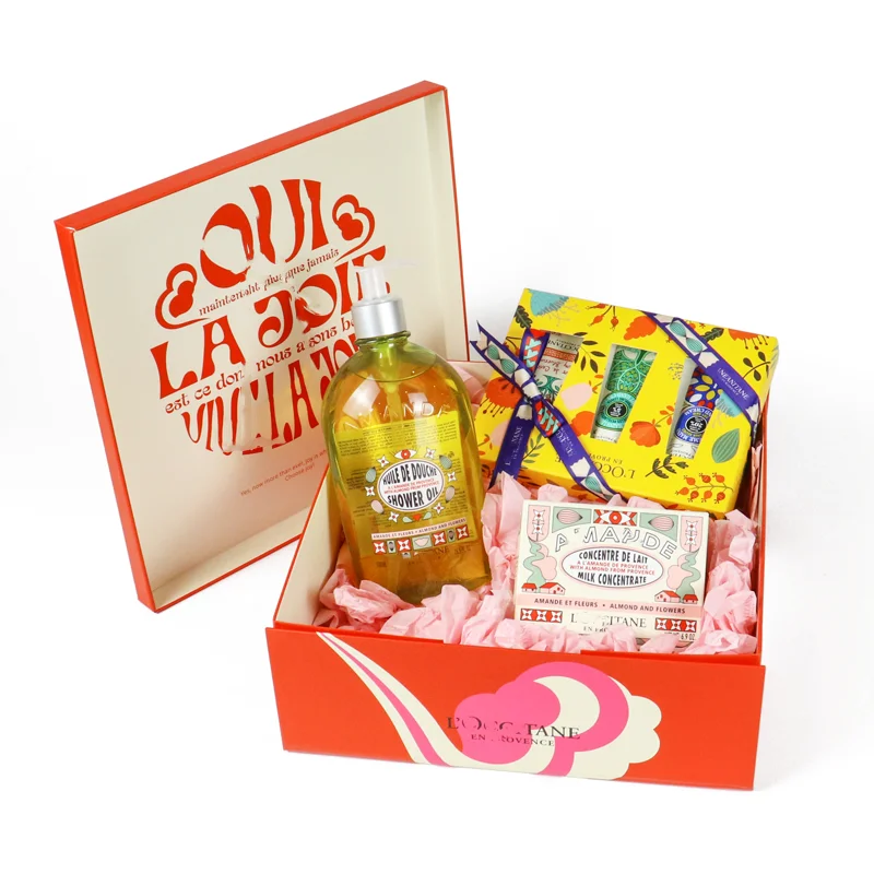 Biodegradable Rigid Cardcoard Wash Care Product Shower Gels Favor Body Lotion Cosmetic Soap Packaging Paper Box with Ribbon