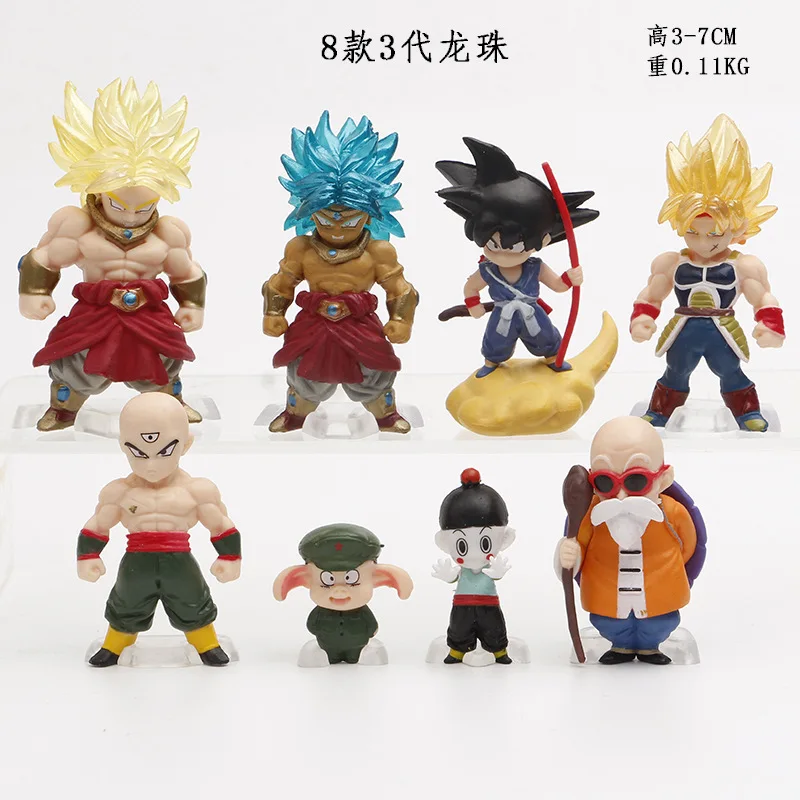 Wholesale 8pcs/set DBZ Broly figure 8 figures in cartoon pvc anime DBZ goku toy figure for decoration