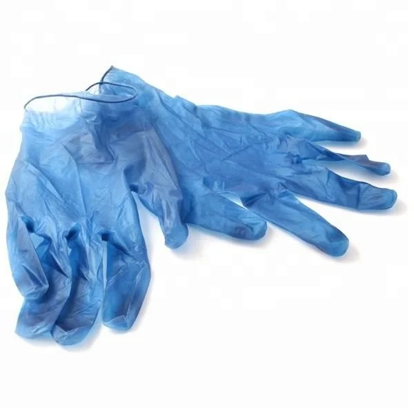 Blue Vinyl Gloves Food Packaging Supply Disposable Hand Gloves Vinyl Powder Free PVC Gloves