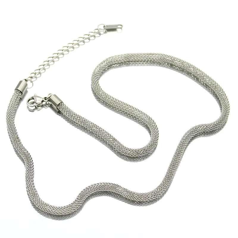 HOT sale New Fashion 4mm  High Polished Jewelry round mesh chain Stainless Steel Men Women Mesh Chain Necklace