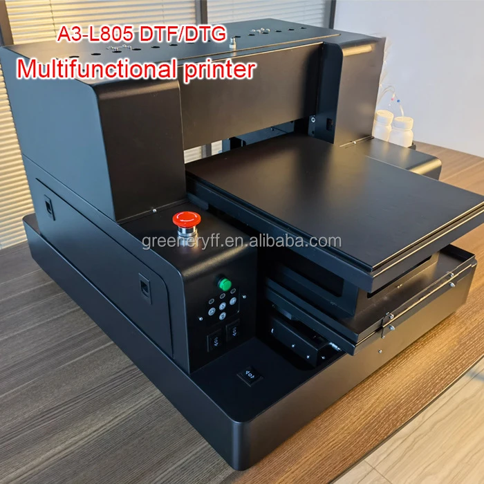 Automatic Printing Machine A3 L805 DTF/DTG Multifunctional Printer Flatbed for Heat Transfer Clothing Cotton T-shirt Canvas Bag