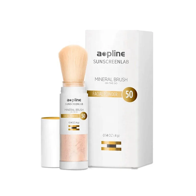 Private label reef friendly sun protection mineral sunscreen brush spf 50 powder