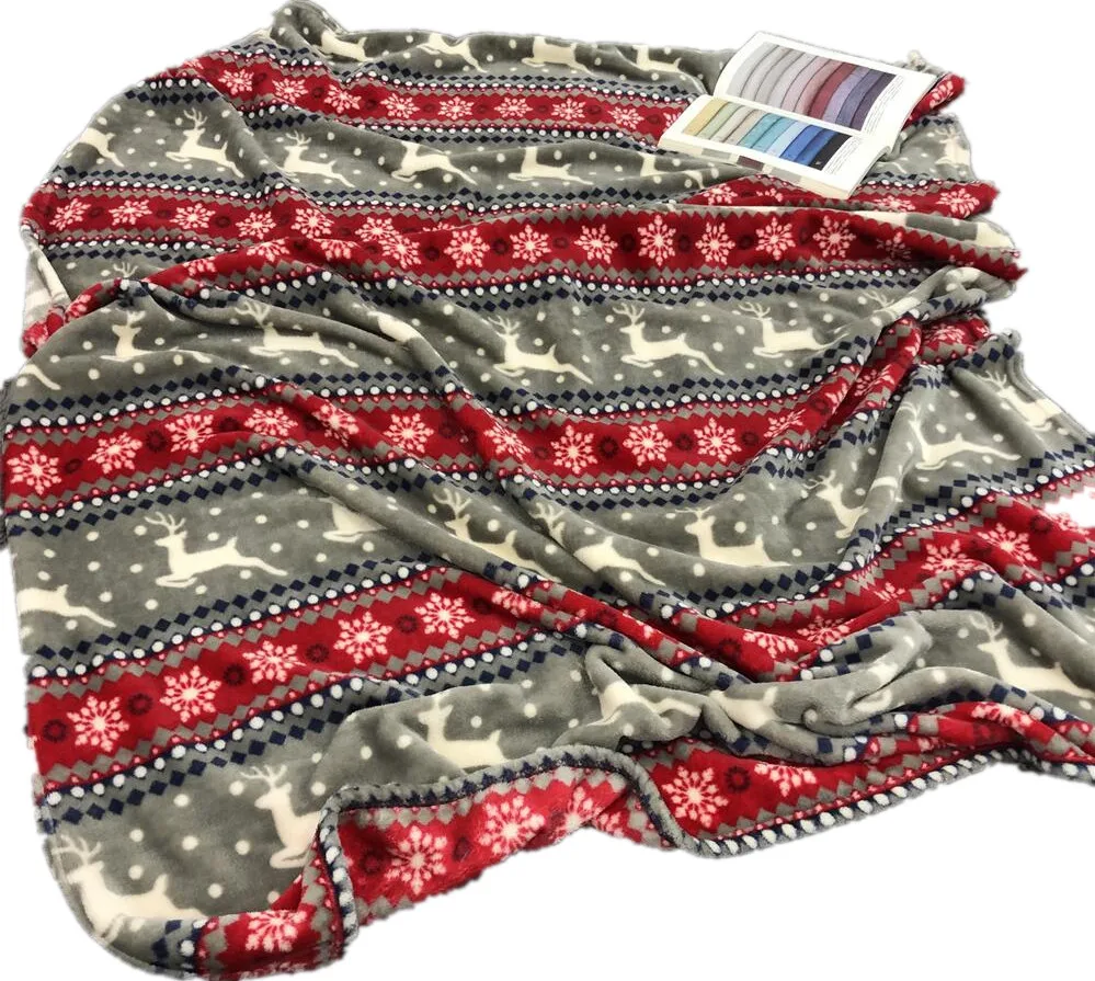 Повседневное короткое плюшевое фланелевое одеяло из кораллового флиса с рождественским принтом и логотипом на заказ