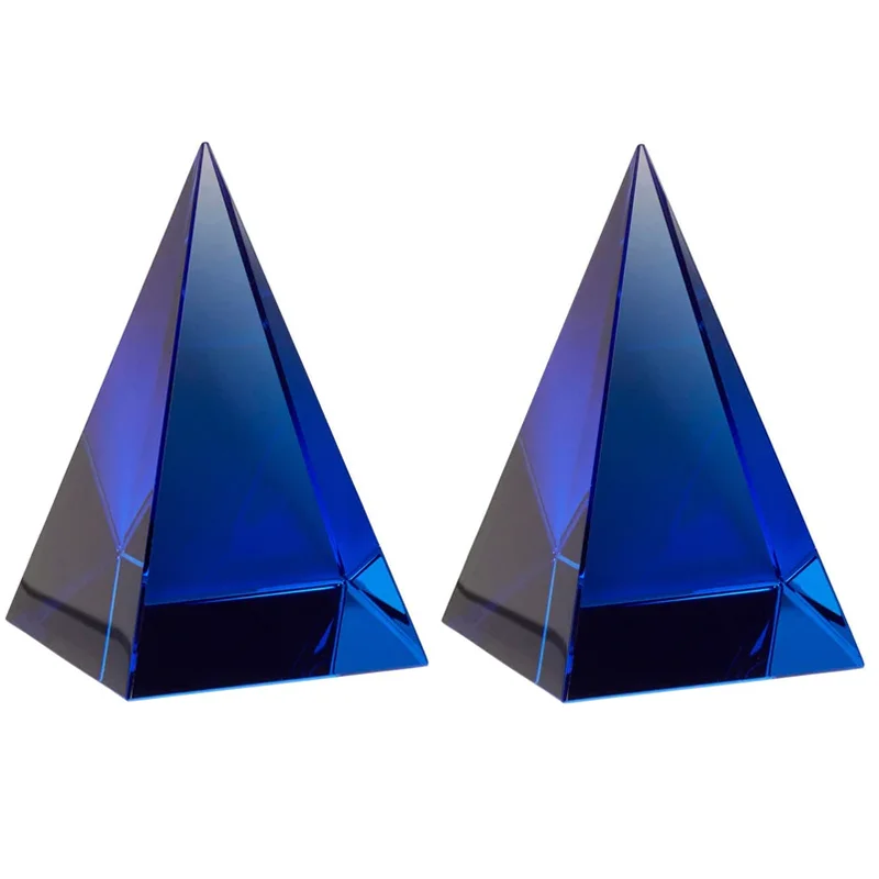 Fashion Home Office Decoration Wonderful Blue Ornament Gift Clear K9 Crystal Pyramid