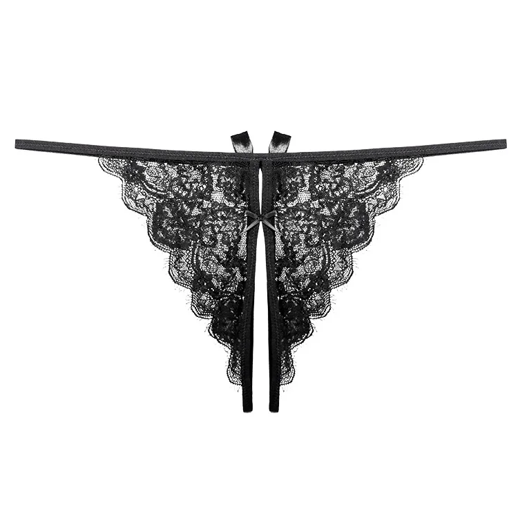 
Hot Selling Ladies Mid Rise Hollow Lace Open Crotch Panties Sexy Lingerie Transparent Crotchless Thong G String 