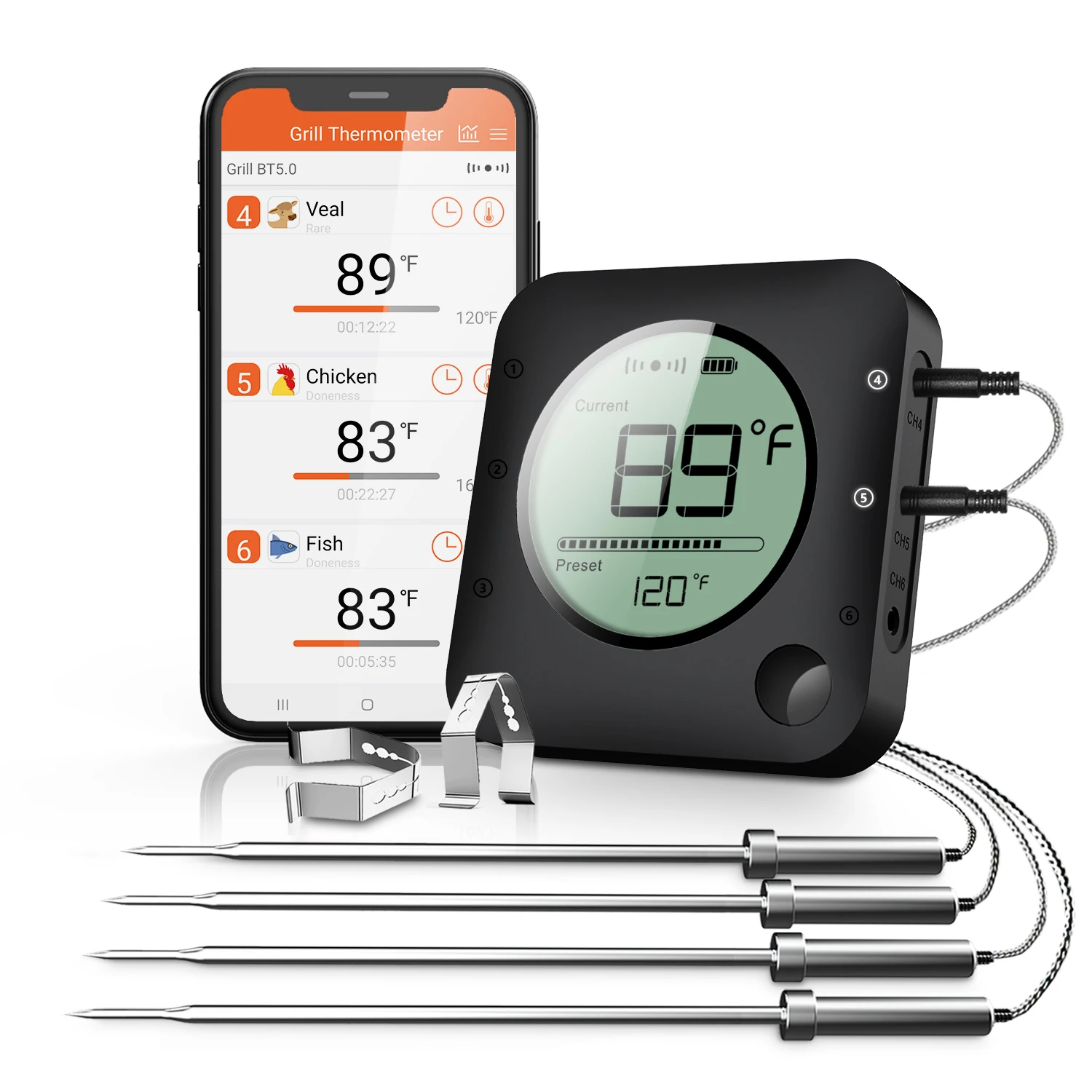 Digital  Thermometer Wireless Grill Thermometer for Grilling Smoker Oven Kitchen