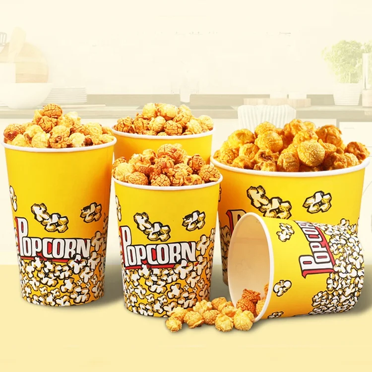 Big Popcorn Cups Disposable Paper Snack Takeout Buckets Dry food Containers