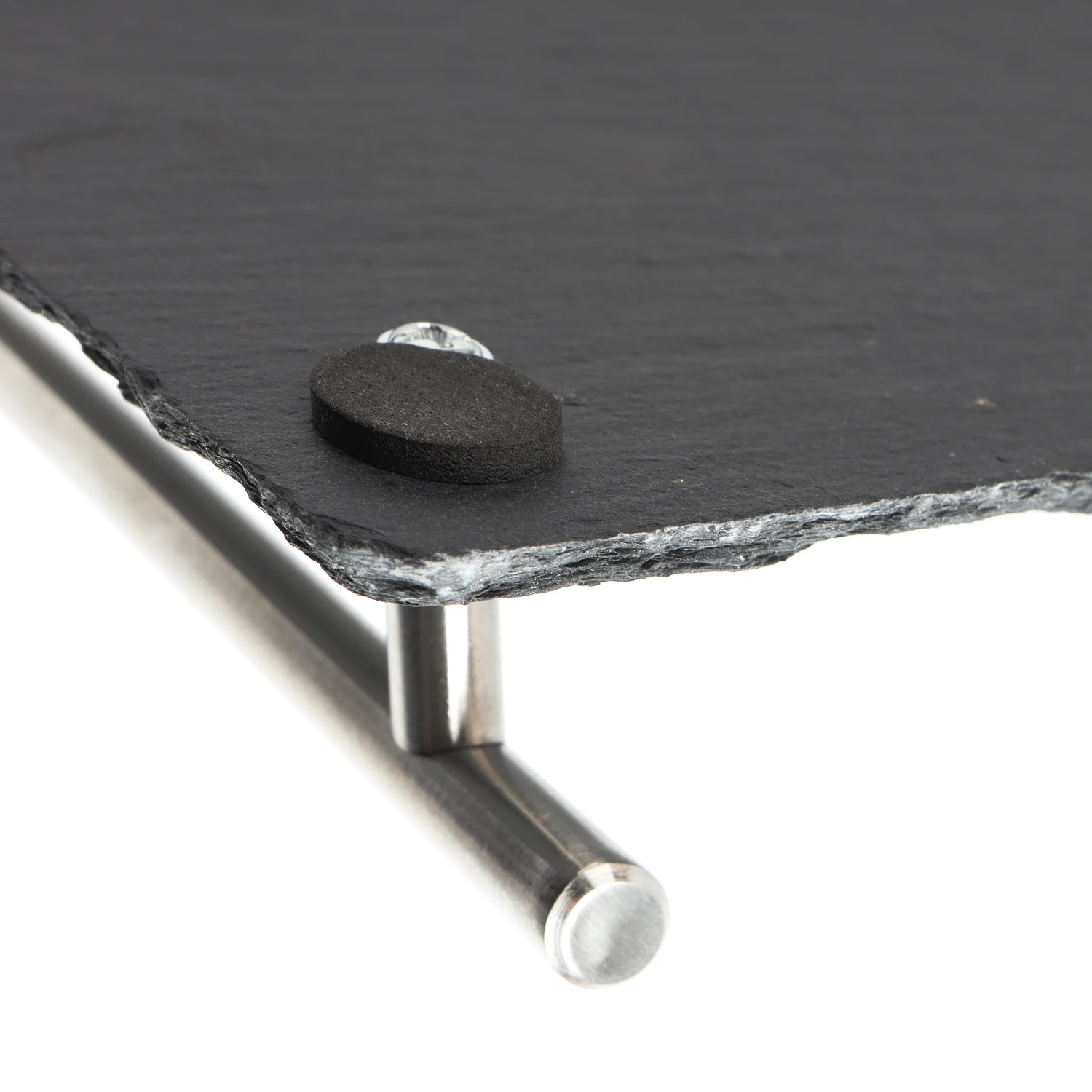 High quality fruit dishes party tableware decoration stone plates slate tray with metal hand grip