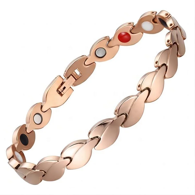 High quality Heart Rose Gold Girl Bracelet Love-shaped Weigh Loss Magnetic Therapy Bracelets Pain Relief