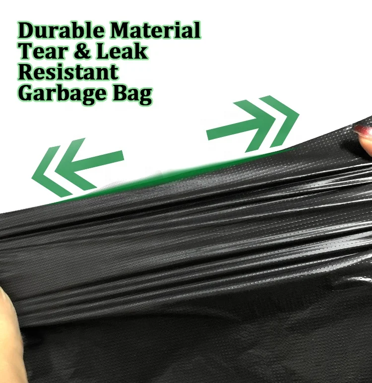 Wholesale Black  Hot Sealed Large Size Sustainable Biodegradable Kitchen Flat 65 Gallon Recycled Plastic Garbage Bag