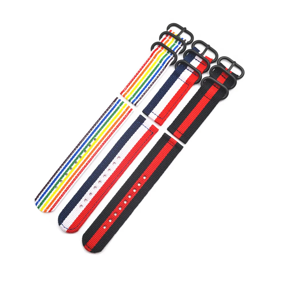 New fashionable 18 20 22 24 26mm matt buckle fabric nylon watch strap black nato braided watch bands