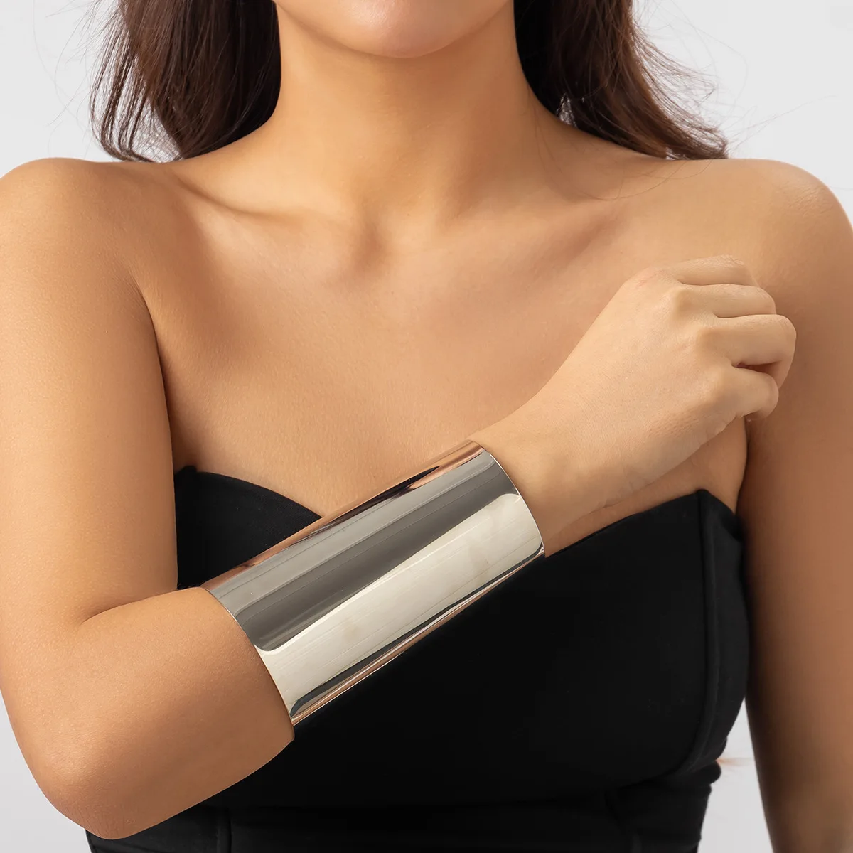 Unisex Simple Style Hip-Hop Cuff Bangle Bracelet Silver and Gold Plated for Women Men Gift for Ladies for Anniversary Wedding