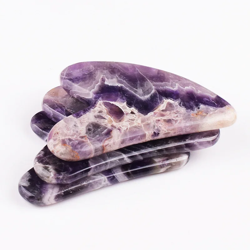 Manufacturers Direct Natural Amethyst Scraping Board Beauty Health Heart-shaped Skin Face Gua Sha Massage Tool