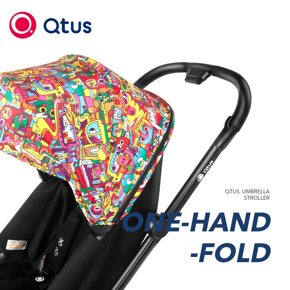 QTUS Lark Pro Compact Stroller, High view / landscape, 360 Rotation Reversible, grows with baby, new born to 4 years, Black