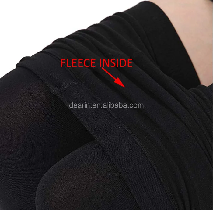 160D Opaque Seamless warm thermal tights Fleece Lined Leggings Brush inside of tights for Women