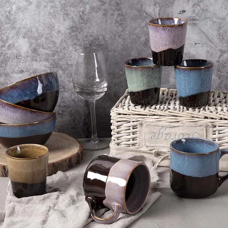 Hot sale environmentally friendly Japanese reaction glazed personal handmade ceramic coffee teacup mug without handle as a gift