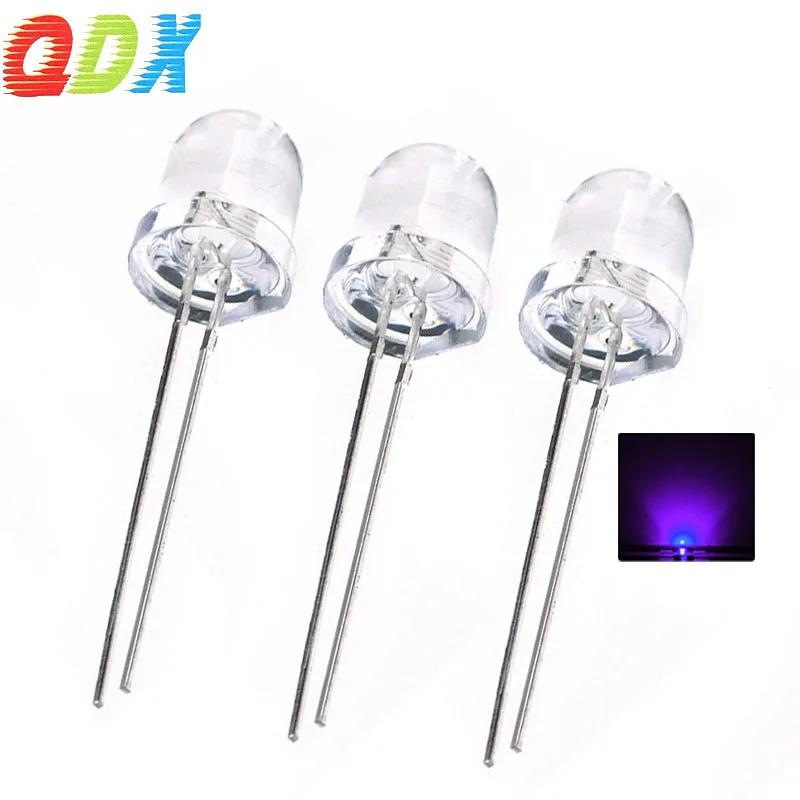 Manufacturer customized LED modules Water clear  8mm purple diffused super bright led diode round in-line lamp beads high qual