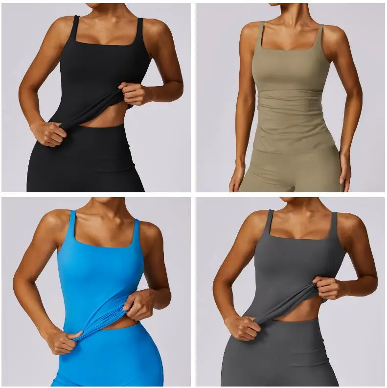RUIQUWIN Factory Customized Seamless Vest High Waist Hip Lifting Short Leggings Workout Clothing Women Yoga Set Sports