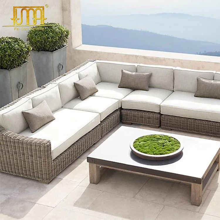 Garden outdoor furniture new arrival UK style comfortable cushions rattan sofa set