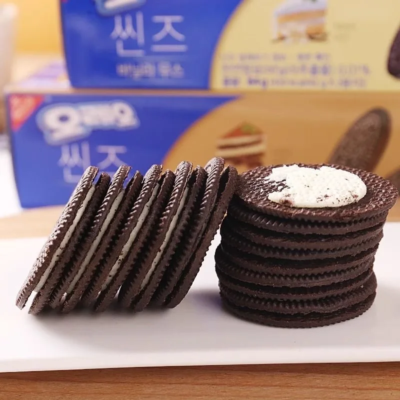 Wholesale Korean Oreos 100g Sandwich Cookies Chocolate Biscuit Oreos Cookies 100g Exotic Snack Tiramisu Cinnamon Flavor Cookies