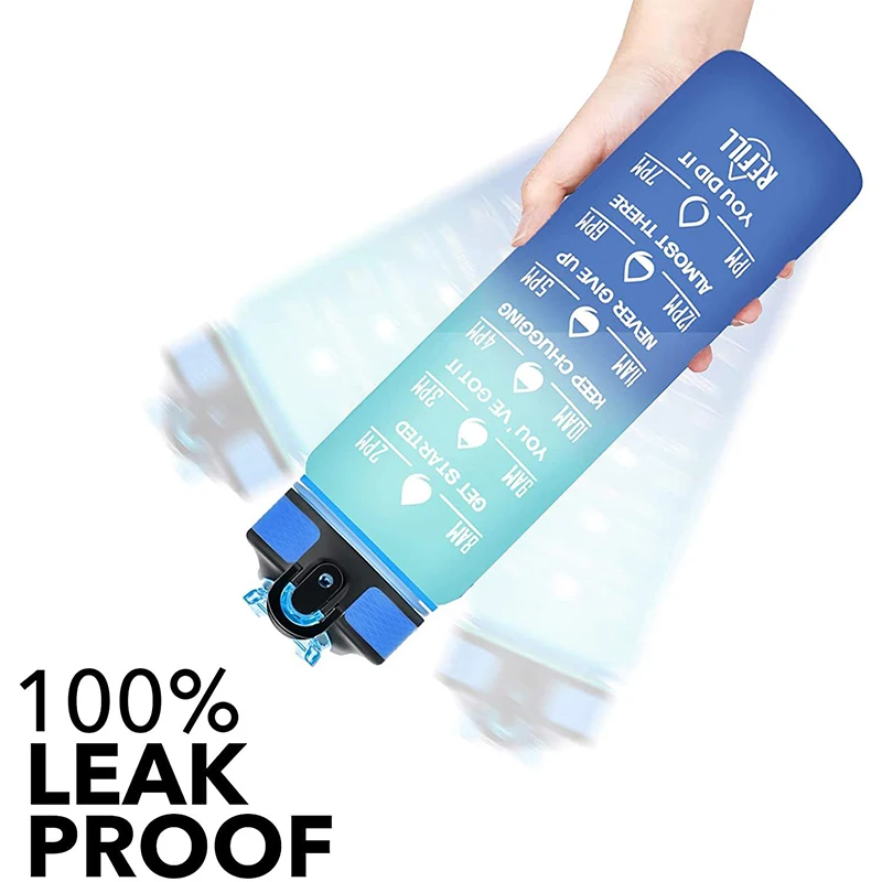 Wholesale 1000Ml 1 Liter Big Motivational Portable Bottle Plastic Water Bottles With Straw Capacity Scale