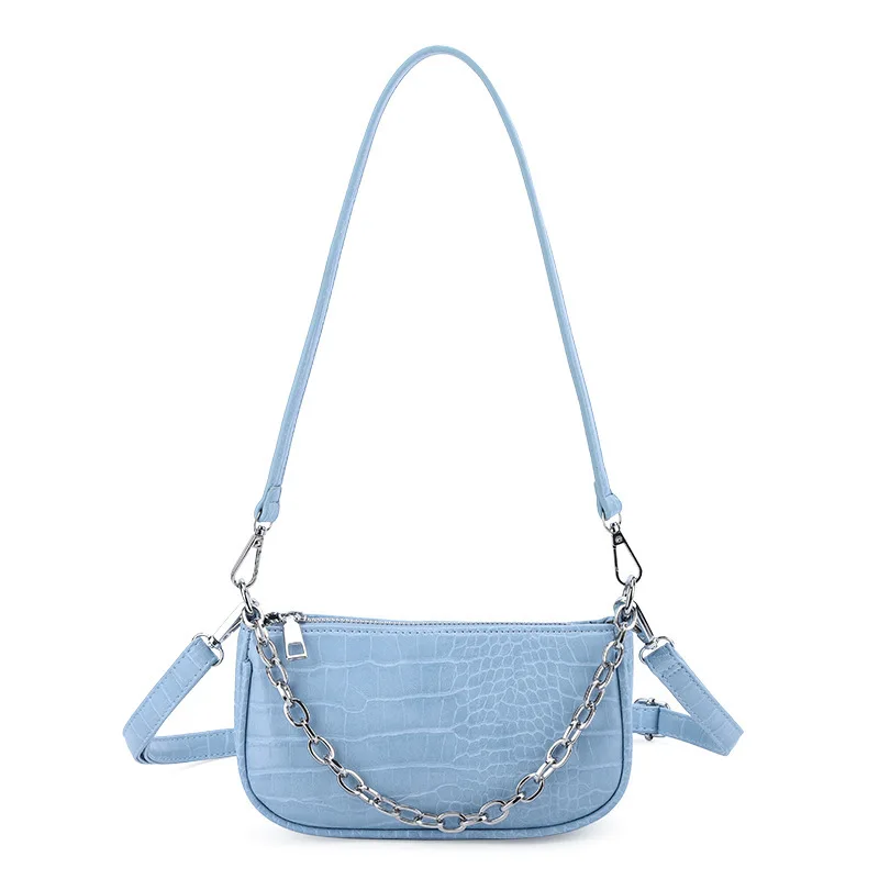 2021 Hot Sale Eco-friendly Genuine Alligator Leather Adjustable Chain Strap Zipper Cute Ladies Mini Shoulder Bags for Women