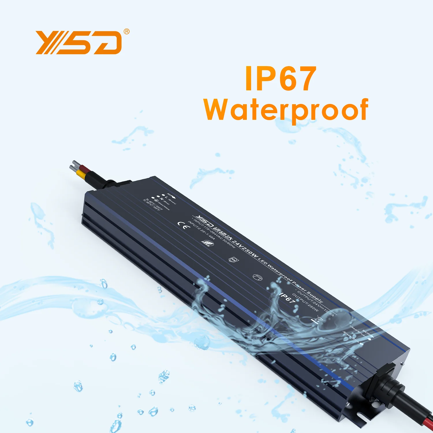 CE ROHS LED Constant Voltage 250w Waterproof LED Power Supply IP67 12v24v Outdoor LED Transformer  With LED Ceiling Light Panel