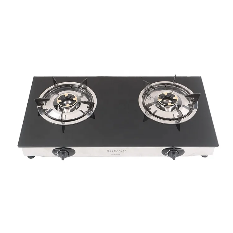 Tabletop new model double burner home use cooking commercial propane glass put butane gas stove for kitchen in dubai
