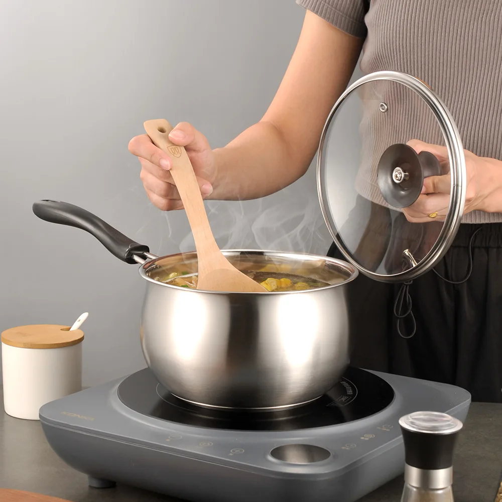 304 Stainless Steel Milk Pot with Composite Bottom for Food Supplements Household Gas Induction Cooker Thickened Soup Pot