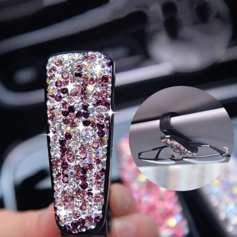 Eyeglasses Frames With Diamond Glasses Holders for Car Visor Sunglasses Rhinestone Holder Clip