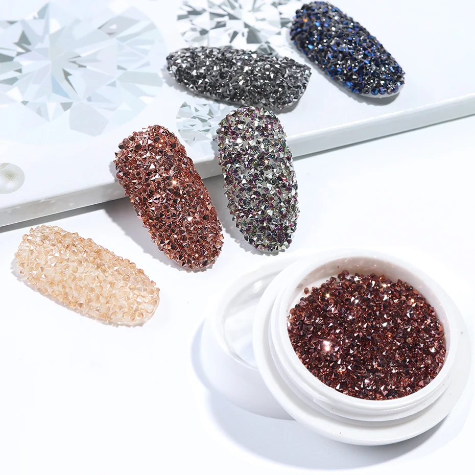 1.2mm Pixie Nail Rhinestones Zircon Glitters For Nails Art Jewelry Decorations Rose Gold Nail Beads