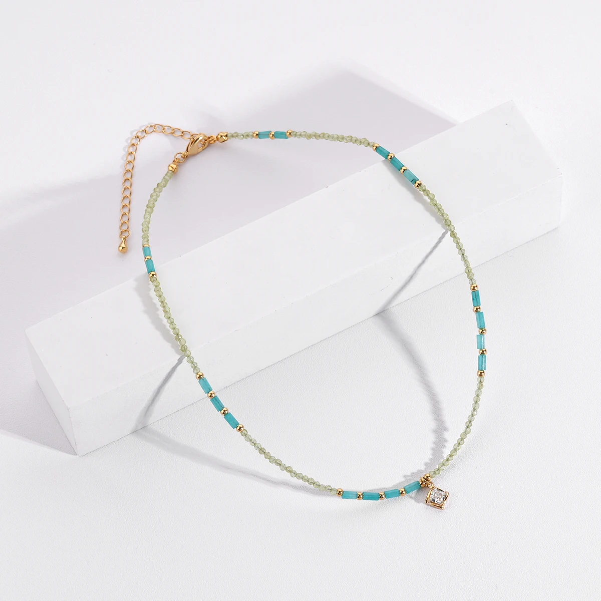 New Hot Selling Natural Stone Seed Beads Zircon Charms Pendant Women Fashion Necklace Jewelry