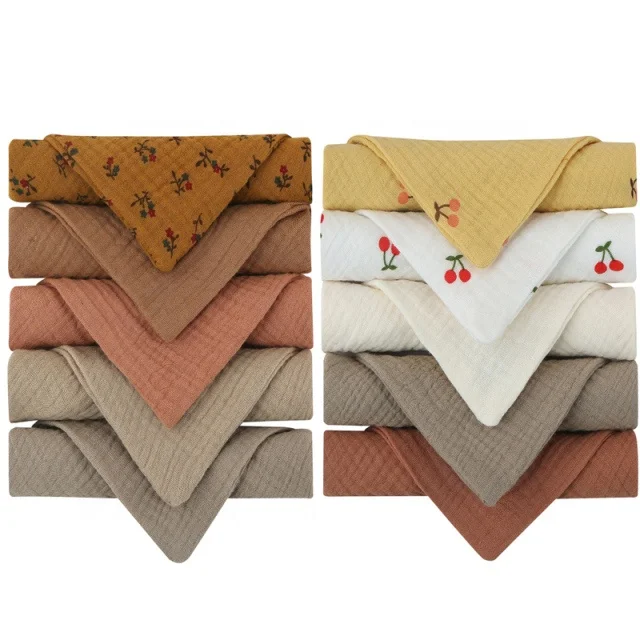 Handkerchief Cotton Burp Cloth Soft Absorbent Gauze Kindergarten Washcloth Towel Baby Face Cloth Baby Bath Towel