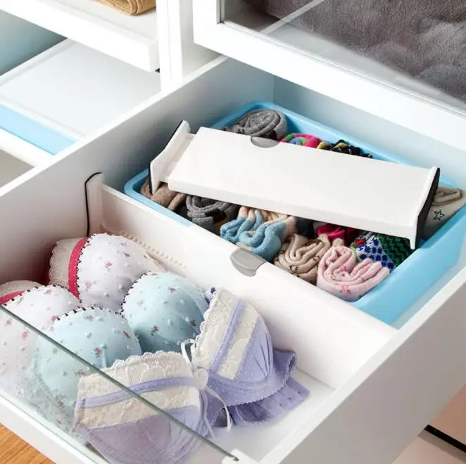 Plastic Drawer Dividers Organizer 2 Or 3 Or 4 Pcs Set Adjustable Separators Expandable Drawer Organization Separators