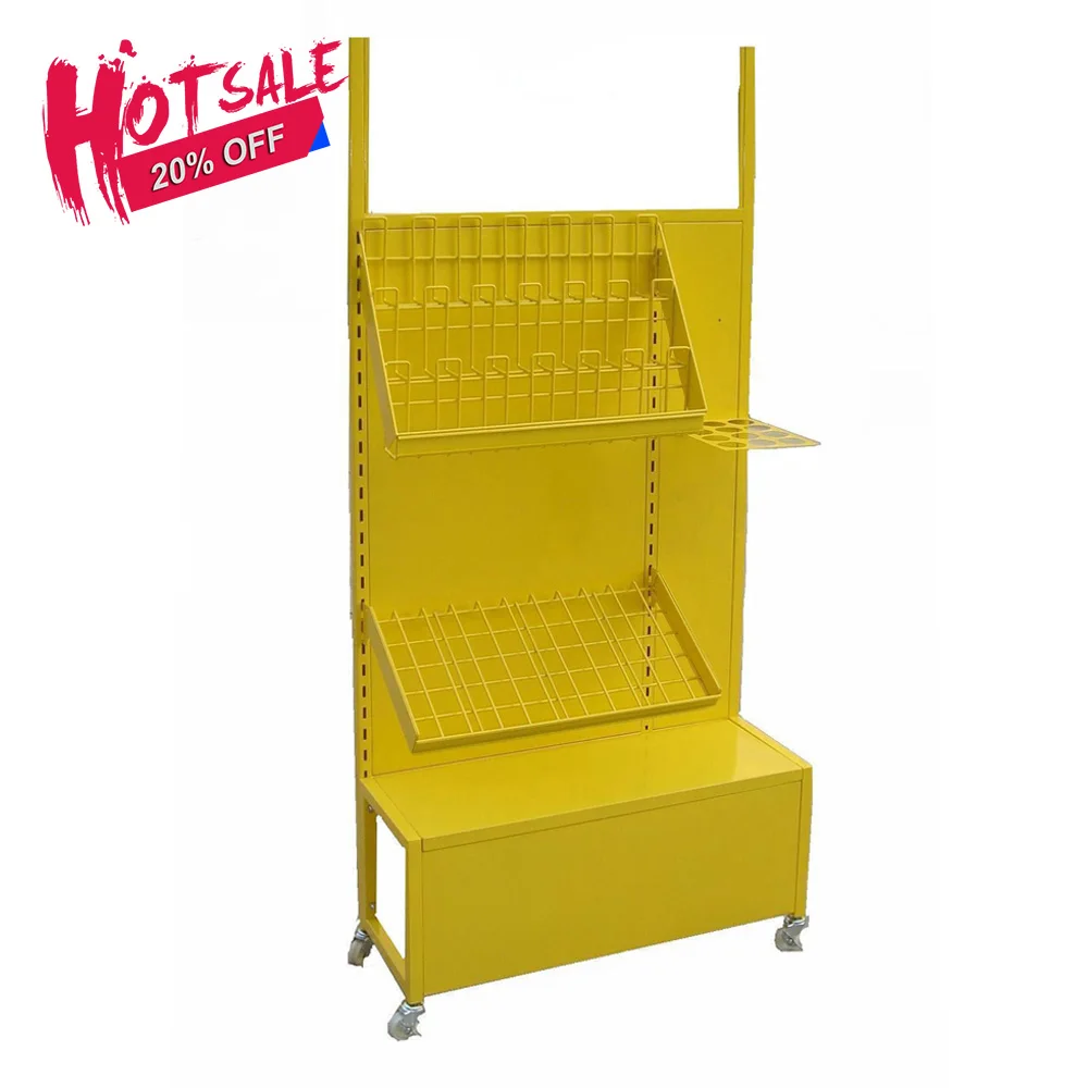 Used Magazine Holders Shelf Brochure Slanted Display Stand with wire basket