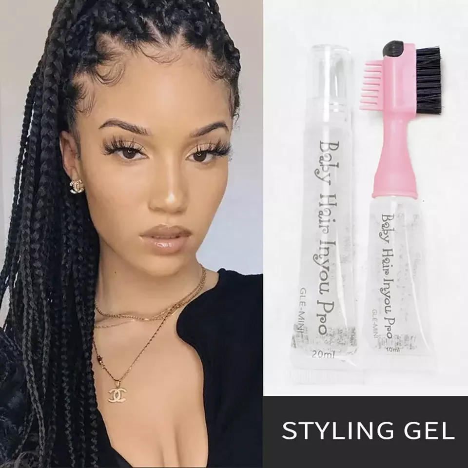 Private Label Baby Hair Edge Control Gel Brush 3 In 1 Strong Hold Baby Hair Brush Comb With Gel