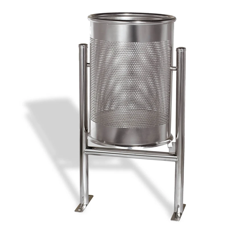 custom size standing perforated stainless steel containers big garbage can round trash can for factory
