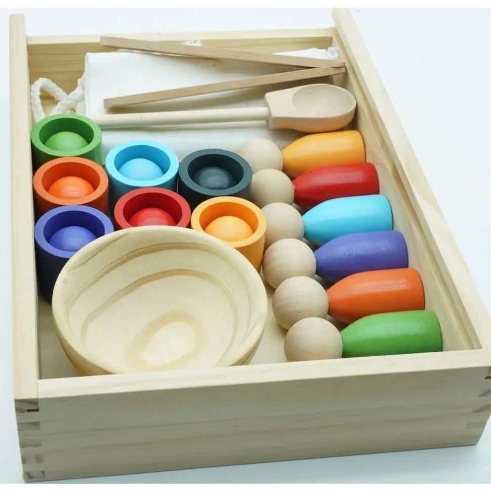 Baby Fisher Price Interactive Baby And Toddler Toy Peg Doll Balls In Cups Montessori Toy Wooden Sorter Game Educational toi