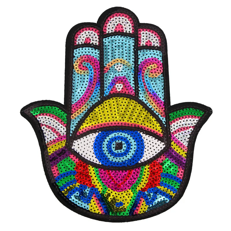 Bulk Sale Handmade Sequin Patches Glitter Personalise Design Sequin Felt Chenille Custom Rainbow Shape Patch For Jeans