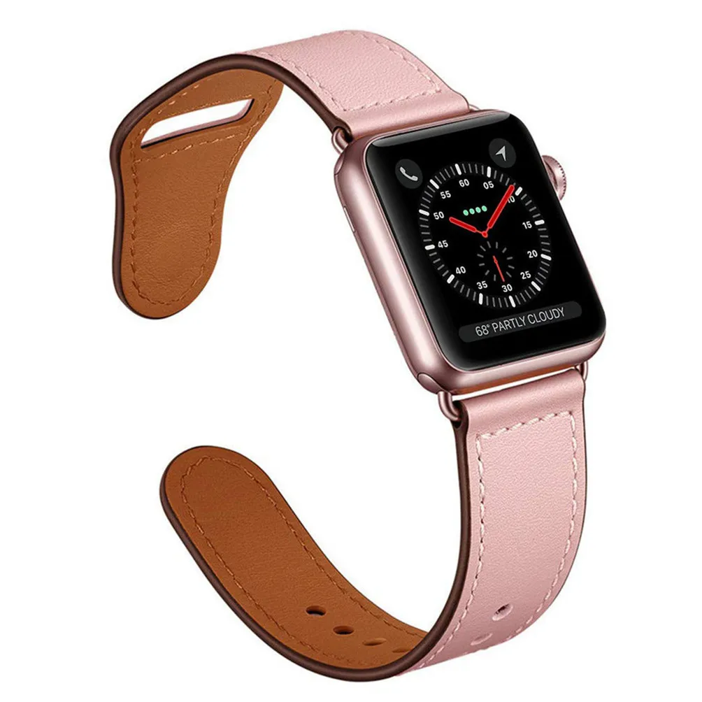  Ремешок из натуральной кожи для Apple Watch Band 42 мм 38 браслет iwatch 44 40 4/3/2/1 аксессуары