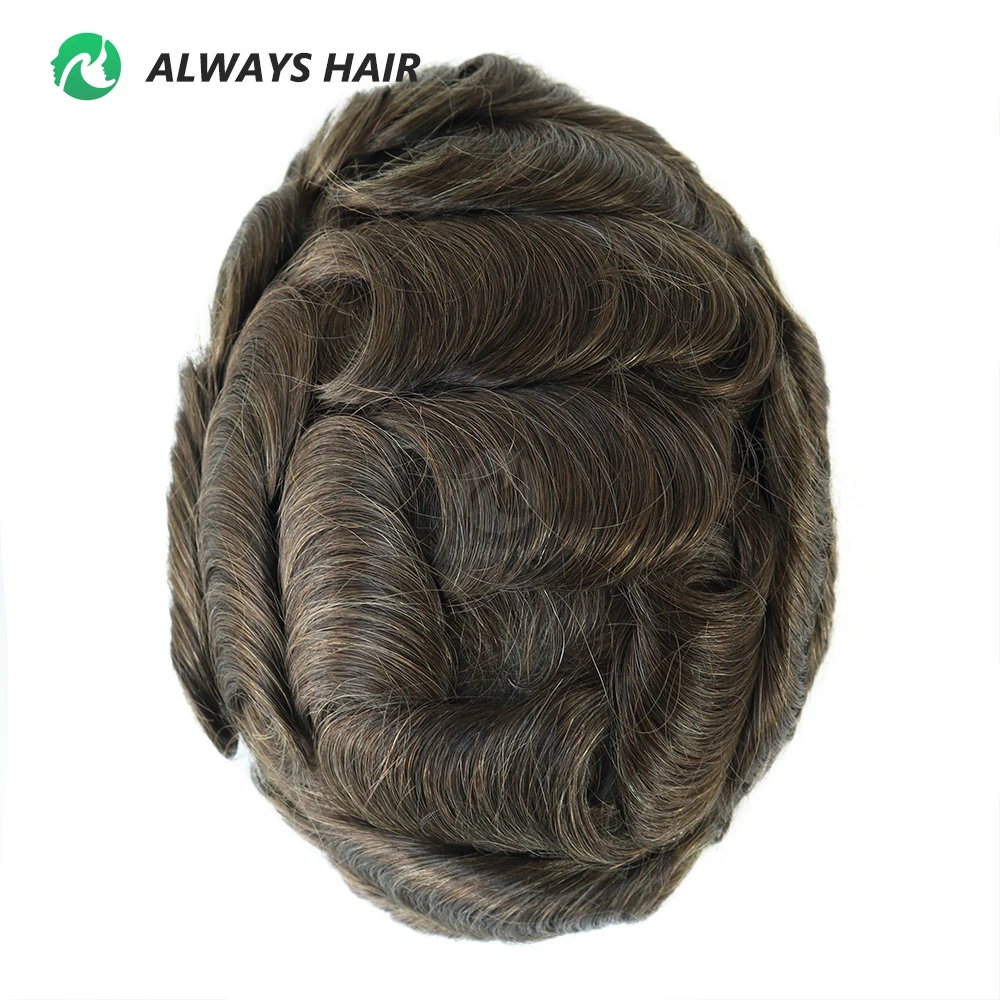Front V Toupee For Man Human Hair Qingdao Invisible Thin Skin PU India Hair Men Wig