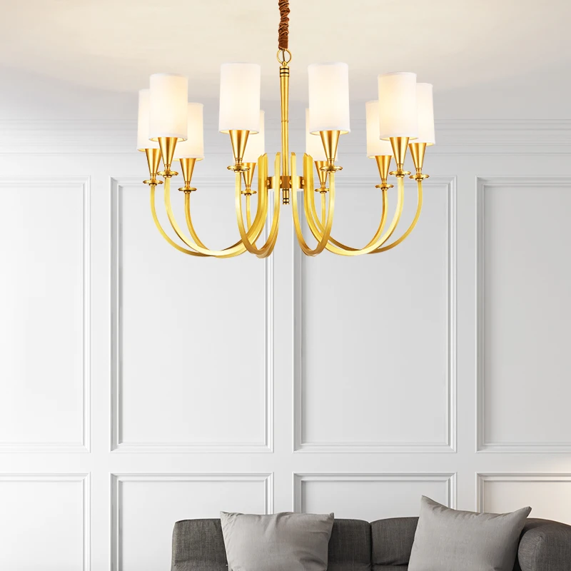 Wholesale Pakistan Modern Light Copper Brass Cloth Cover Chandelier For Bedroom Living Room