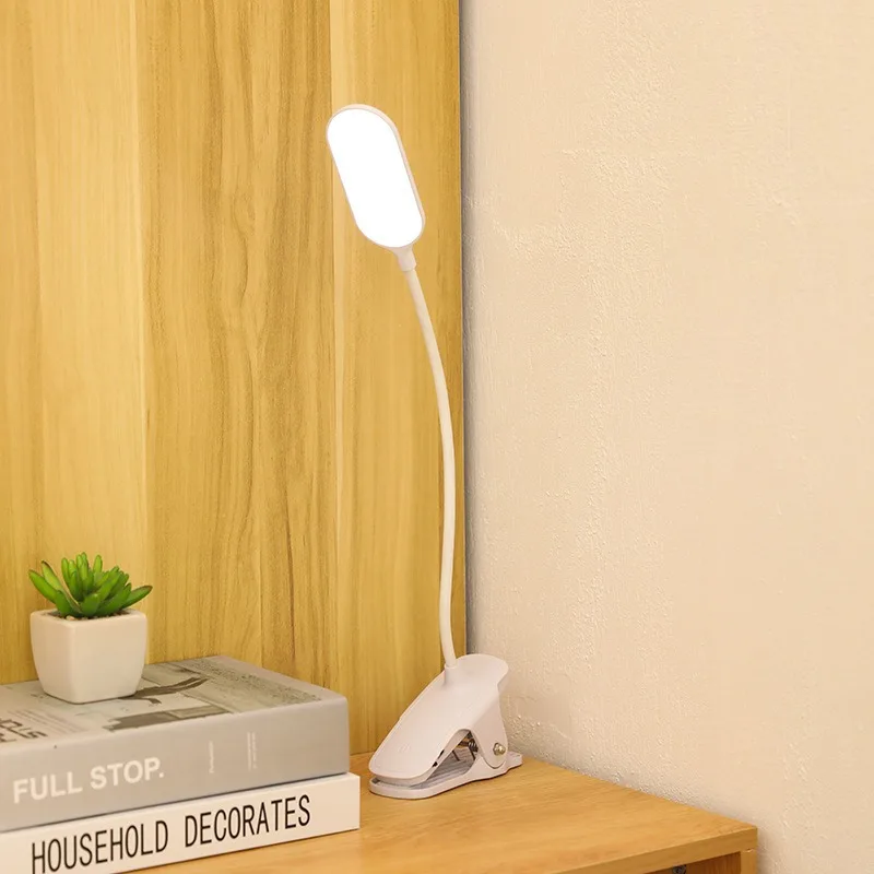 Modern Rechargeable LED Table Lamp Cross-Border Bedroom Bedside Clip Lamp Eye Protection Students Dormitory Household Desk Lamp